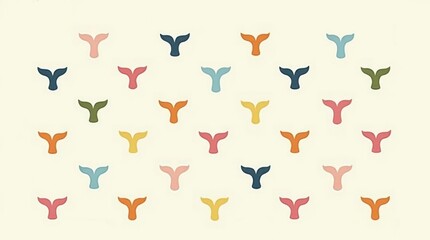 Fototapeta premium Colorful whale tail pattern background design graphic art minimalist style creative expression