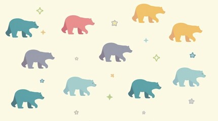 Playful bear patterns on soft background children's decor colorful environment whimsical viewpoint fun concept