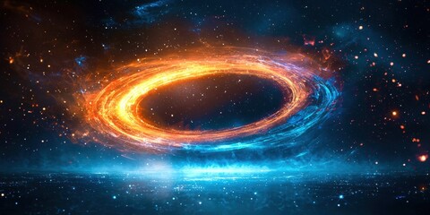 Blue and orange spiral in space