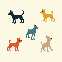 Fototapeta premium Playful dogs in vibrant patterns whimsical background digital art cheerful environment artistic viewpoint fun concept