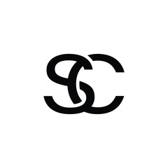 Elegant Minimal Black SC Interlocking Letters Logo on White Background