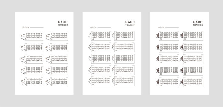 Cute habit check-in monthly plan, habit development plan, dog, A5, printable
