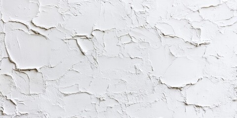 Obraz premium White stucco wall texture featuring uneven plaster finish with chaotic patterns and ample copy space in a bright light background.