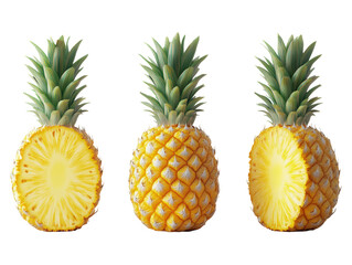 Isolated Three Pineapple Slices