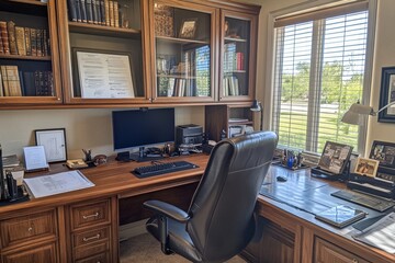 Fototapeta premium Luxurious Home Office with Stunning View