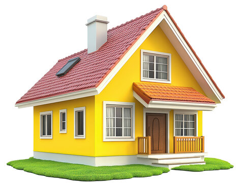 recommend clip art: Isolated Yellow House with Red Roof