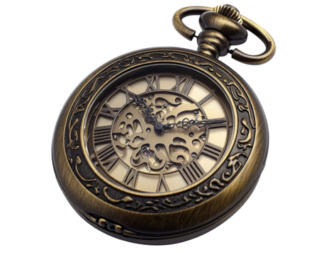 Isolated Bronze Skeleton Pocket Watch