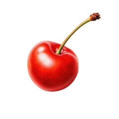 A Single Ripe Red Cherry Isolated on Black Background: Vibrant Fruit Photography