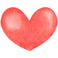 red heart shape watercolor illustration isolated on transparent background