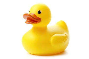 yellow rubber duck on white background