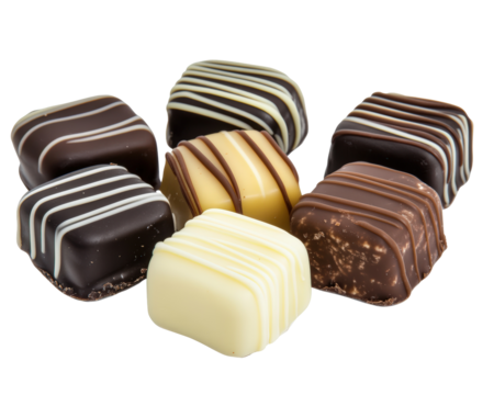 Isolated Variety of Chocolate Candies with Stripes