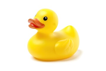 yellow rubber duck on white background