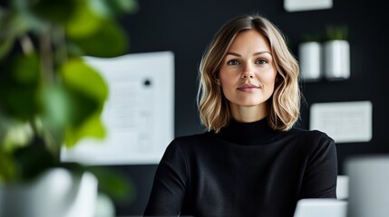 Elegant Woman commanding attention during a team meeting in a modern office gesturing at a whiteboard with clear action plans rare women in leadership strategy 