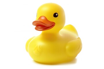 yellow rubber duck on white background