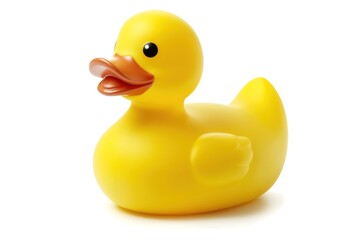 yellow rubber duck on white background