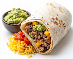 Delicious burrito creation mexican restaurant food photography cozy atmosphere close-up view culinary delight