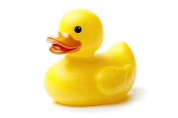 yellow rubber duck on white background