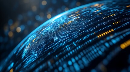 Digital globe with data streams.