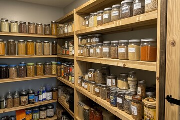 Well-Organized Pantry with Various Foods
