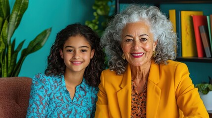 Mentorship among women  An older woman mentoring a younger female entrepreneur in a cozy office setting