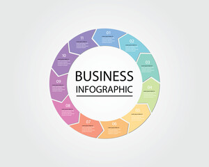Business Infographic modern design template for banners and infographics for 11 circle arrow step