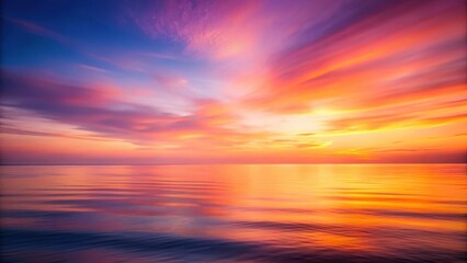 Dreamy abstract blurred sunrise sky with hues of pink and orange merging into a soft gradient against the vast ocean, ocean, soft
