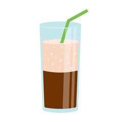 Coffee frappe with ice. Cold coffee cocktail. Vector illustration