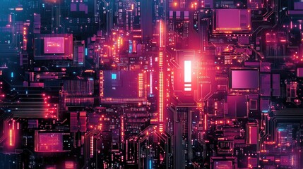 Naklejka premium Intricate cyber circuitry serves as the backdrop 