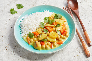 Cooking Banana Curry with Rice