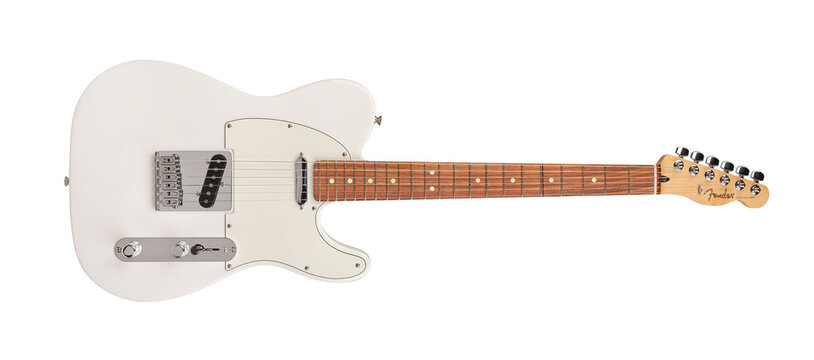 fender telecaster electric guitar path isolated on white