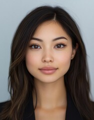 Naklejka premium ID Photo for Passport : American young adult woman 2