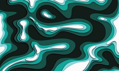 Paper cut. Green abstract layered background. 3d Relief. High resolution. Layout design template.