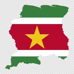 Surinam map silhouette with flag.