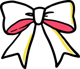 Naklejka premium Hand-Drawn Bow Illustration with White Ribbon and Red Accents
