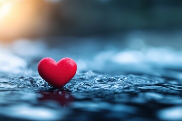Fototapeta premium Heart on Water Surface Symbolizes Love and Positive Change in Nature's Serenity