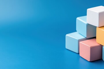 Obraz premium Logic-Based Problem Solving Framework Illustrated with Colorful Blocks and Background