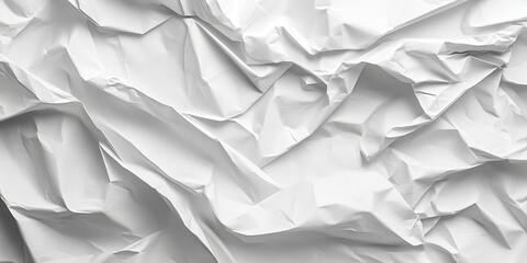 Obraz premium Crumpled texture of white paper with soft shadows creating depth in the folds highlighting light and dark areas across the surface