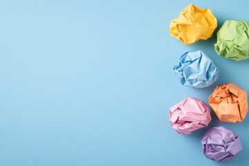 Developing Strong Logical Thinking Skills with Colorful Paper Crumples on Blue Background