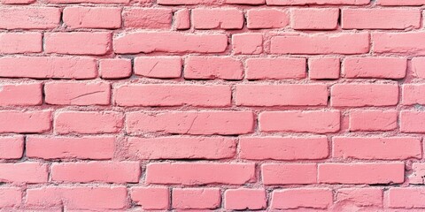 Fototapeta premium Coral pink textured brick wall background with even spacing and empty copy space for modern interior design projects and advertising needs.