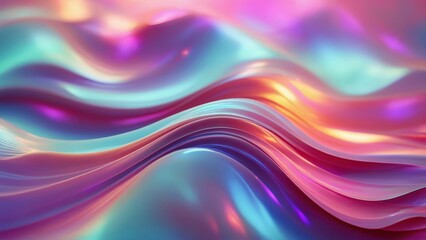 Fototapeta premium Holographic Flowing Waves with Vibrant Pink, Blue, and Purple Hues