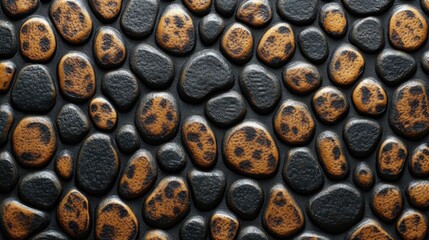 Textured Black and Brown Leopard Skin Pattern Rug Surface with Glossy Finish, Perfect for Interior Design and Home Decor Projects, Featuring Natural Stone-Like Visual Appeal