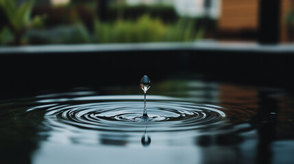 A water droplet shaped like a globe, surrounded by waves symbolizing global water conservation.