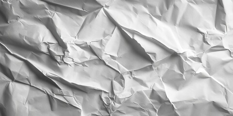 Obraz premium Crumpled white lined paper texture background with deep wrinkles and creases in varying shades of gray creating an abstract artistic feel