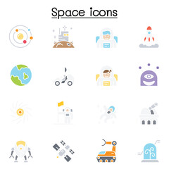 Fototapeta premium Space icon set in thin line style