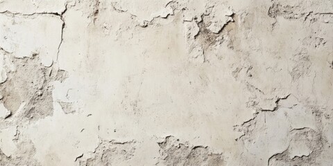 Obraz premium Textured cream-colored cement wall with rough, cracked surface, wide panoramic view, ample copy space, ideal for backgrounds and templates.