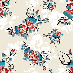 Fototapeta premium abstract an embossed blooming bright flower motif arrangement all - over textile design illustration digital image printing factory