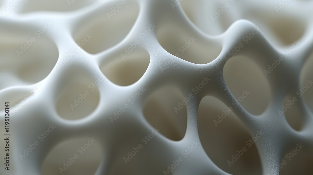 Fototapete abstract 3d rendered image of a porous, organic structure. the off-white, textured surface creates a