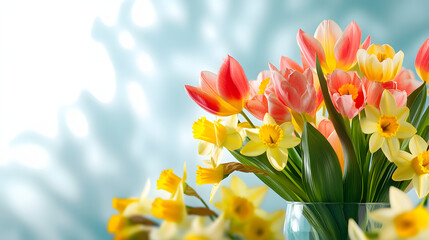 Freisteller Tulpen und Narzissen zu Ostern