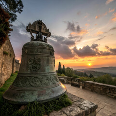 bell tower at sunset