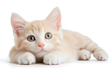 Obraz premium Cute fluffy white kitten isolated on background